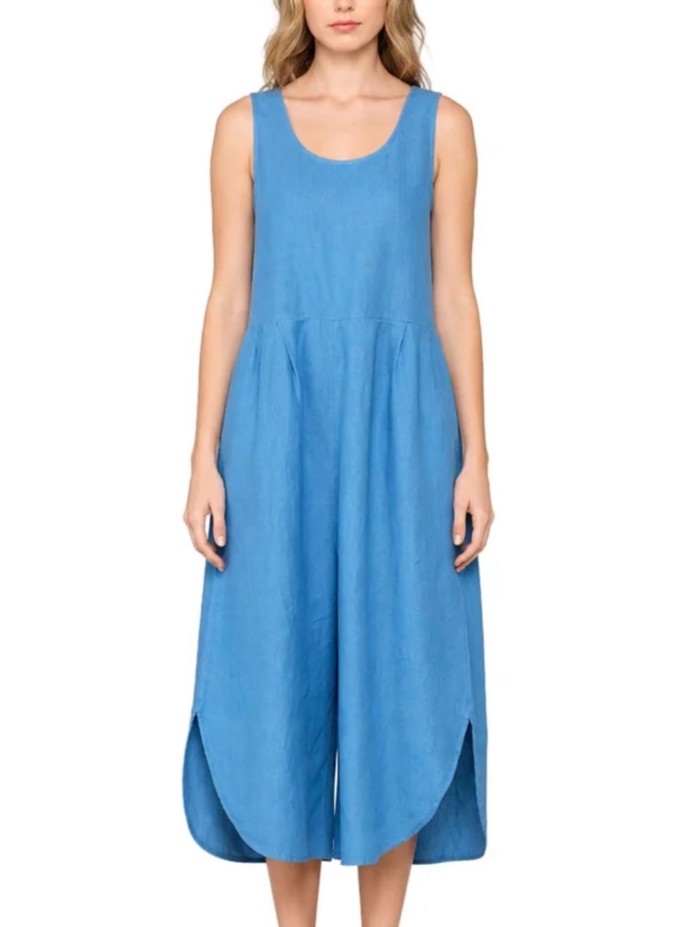 Filosofia Sam Linen Blue Wide-Leg Jumpsuit